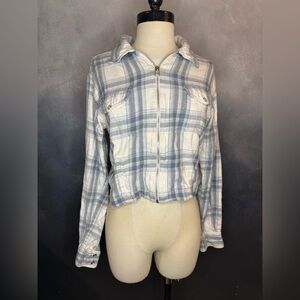 Krazy Kat Blue Plaid Zip-Up Jacket - Size Medium